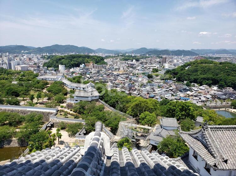 住宅街を眺める 住宅街,街並み,田舎の写真素材