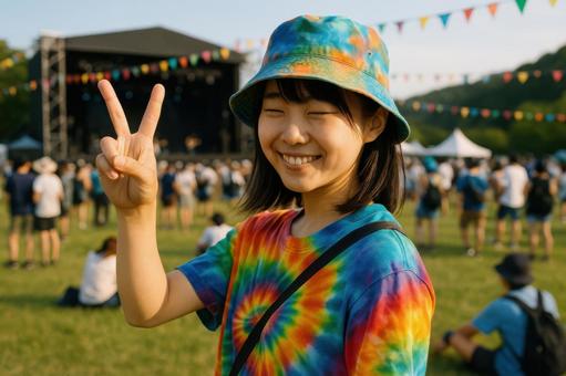 ピースする女の子 ピースする女の子の写真
