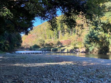 嵐山渓谷の河原風景（秋） 嵐山渓谷,嵐山,渓谷の写真素材