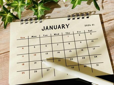 1月カレンダー（日差しと影） 1月,カレンダー,マンスリーの写真素材