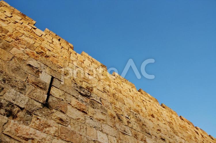 エルサレム旧市街の城壁（イスラエル） エルサレム,イスラエル,城の写真素材