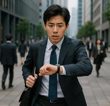 焦るサラリーマン 焦るサラリーマンの写真