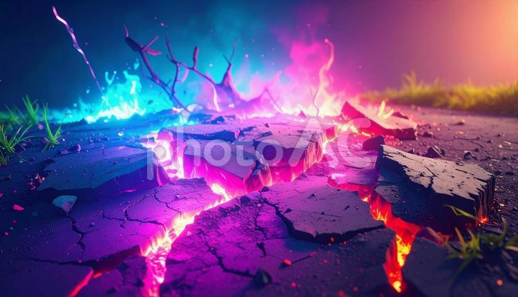 地中のエネルギー 幻想的,テクスチャ,稲妻の写真素材