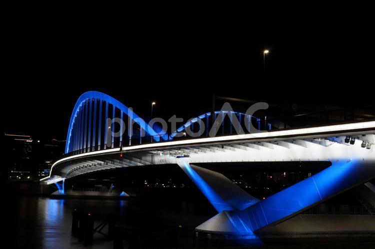 築地大橋　ライトアップ 築地大橋,橋,ライトアップの写真素材
