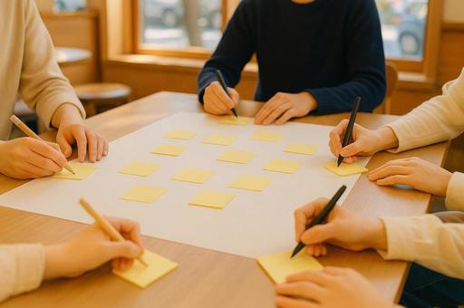 付箋を使ったワークショップの様子 付箋を使ったワークショップの様子の写真