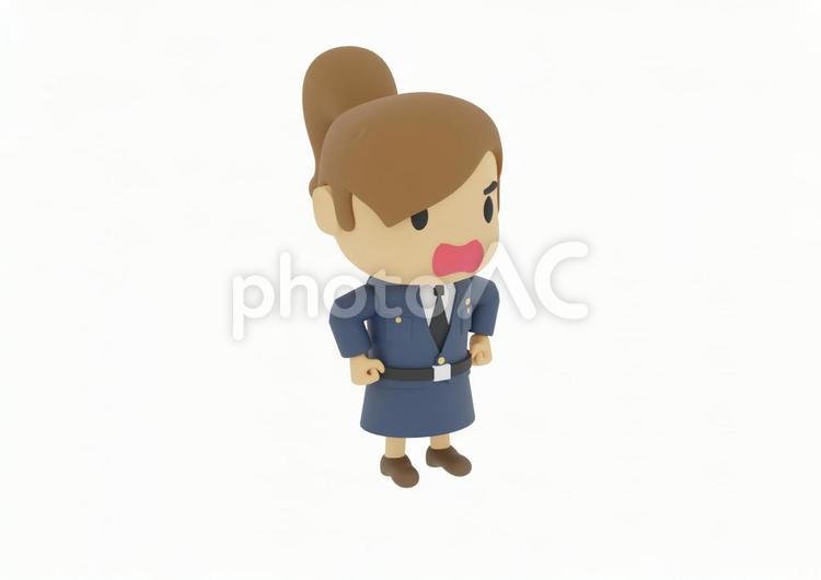 大声で怒鳴る怒る若い女性の警察警官の婦警 婦警,警察官,パトカーの写真素材