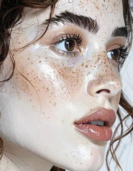 そばかす女性のクローズアップの写真