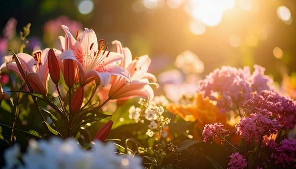 6月誕生花 ユリ、アジサイ、バーベナ 6月誕生花 ユリ、アジサイ、バーベナの写真
