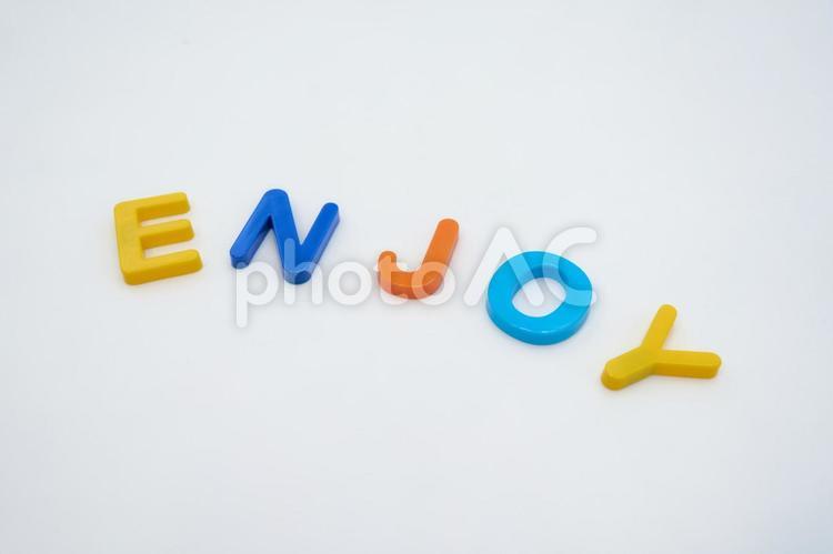 ENJOYの文字とコピースペース enjoy,ポップ,英語の写真素材