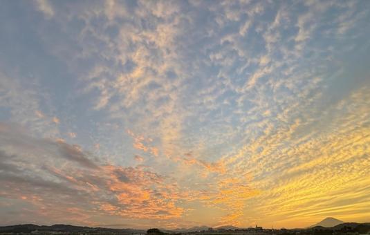 鮮やかな空と富士 鮮やかな空と富士 空,自然,夕焼けの写真素材