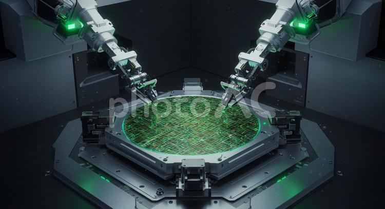 精密レーザースキャン　AI制御ウェハ検査 ウェハー,システム,aiの写真素材