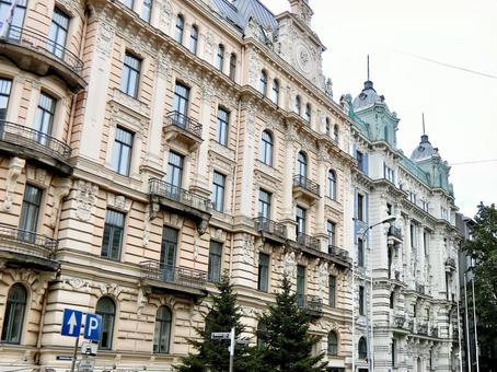バルト三国ラトビアの街並み 街並み,町並み,バルト三国の写真素材