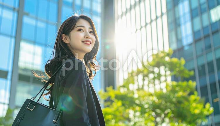 オフィス街とビジネス女性 オフィス街,ビジネス,女性の写真素材