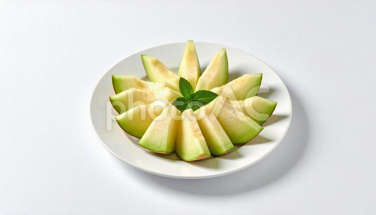 マスクメロン（青肉）カット盛り付けD メロン,青肉,カットの写真素材