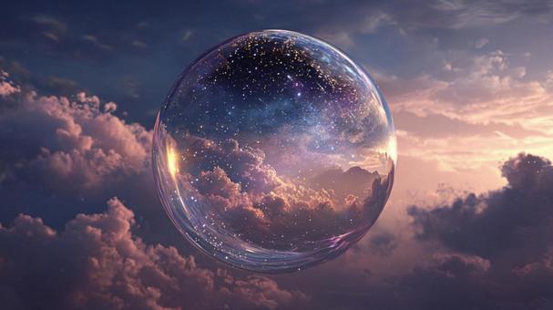 雲の上に漂う、星が瞬く透明な球体 雲の上に漂う、星が瞬く透明な球体の写真