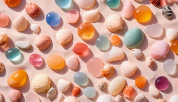 カラフルな貝殻　美しいバックグラウンドの写真
