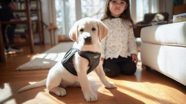 子どもと子犬のふれあい・ラブラドール 子どもと子犬のふれあい・ラブラドールの写真