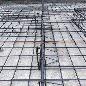 Photo, rebar, reinforcement, reinforced concrete foundation, 