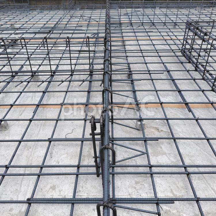 木造戸建て　基礎工事　鉄筋  鉄筋,配筋,鉄筋基礎工事の写真素材
