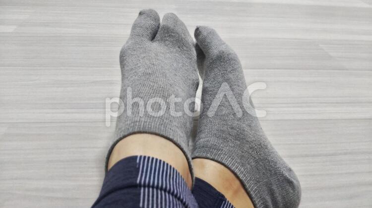 ワークアウト　グレーの靴下 くつした,靴下,ソックスの写真素材