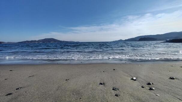 穏やかな秋の海 秋,海,浜の写真素材