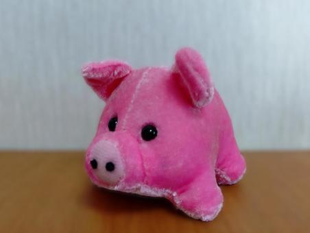 ピンク豚のぬいぐるみ　オーストリア土産の写真