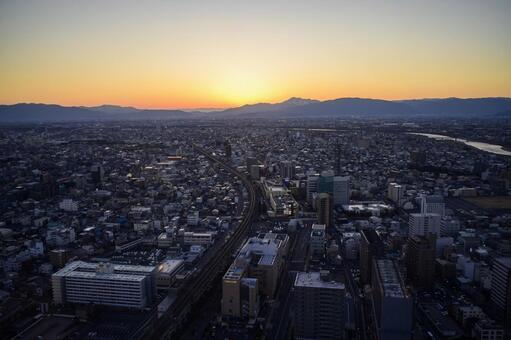 岐阜市の夕焼け 岐阜市の夕焼け,夕焼け,岐阜の写真素材