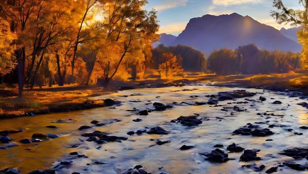 beautiful autumn sunrise, JPG beautiful autumn sunrise, autumn, chuan, nostalgic, JPG