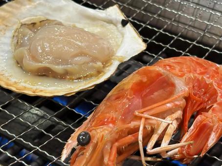 浜焼き 浜焼き ホタテ,エビ,浜焼きの写真素材