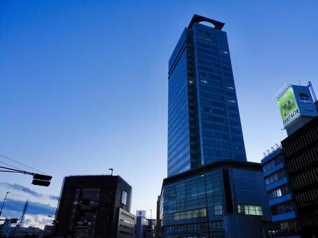 宵の空と静岡葵タワー2 葵タワー,静岡市,葵区の写真素材