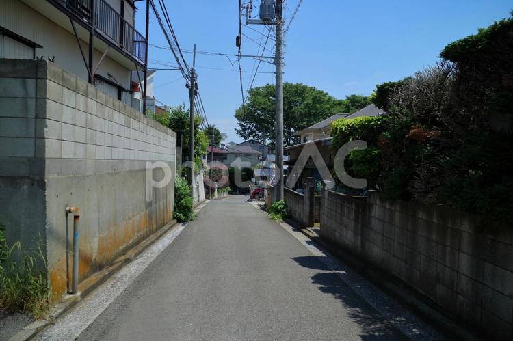 日差しが強い日の田舎道 日差し,田舎,小道の写真素材