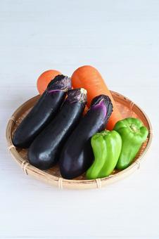 野菜(なす、ピーマン、にんじん) 野菜(なす、ピーマン、にんじん)の写真