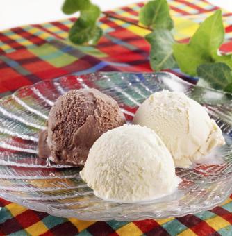 アイスクリーム バニラとチョコ アイスクリーム バニラとチョコの写真