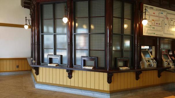 JR門司港駅のレトロ切符売場　北九州市 門司港駅,jr,窓口の写真素材