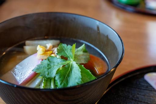 正月のお雑煮のアップ お雑煮,雑煮,正月の写真素材