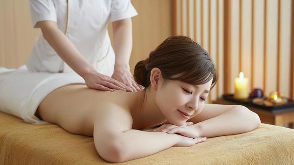 美容エステでマッサージを受ける若い女性 美容エステでマッサージを受ける若い女性の写真