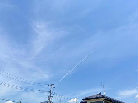 飛行機雲 飛行機雲の写真