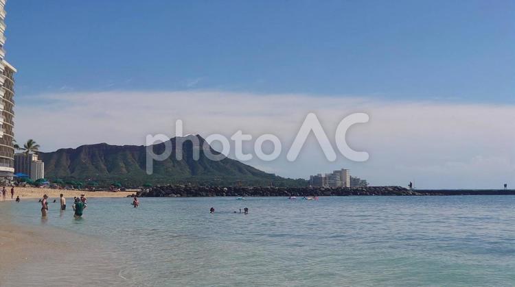 ダイアモンドと穏やかな海 ハワイ,hawaii,ワイキキの写真素材