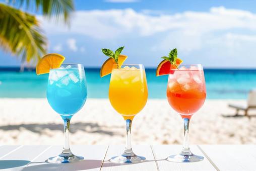 真夏のビーチとトロピカルドリンク_03 真夏のビーチとトロピカルドリンク_03の写真