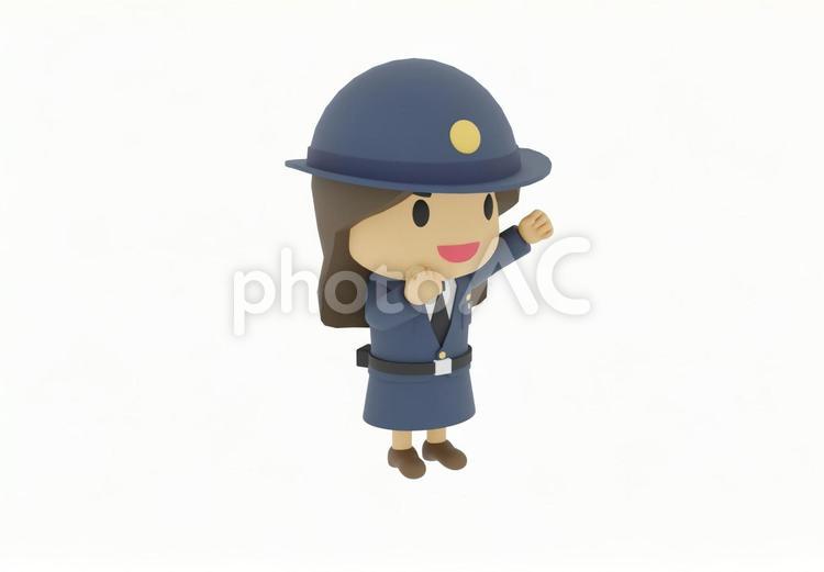 片手を上げガッツポーズする警察警官 婦警 婦警,警察官,警察の写真素材