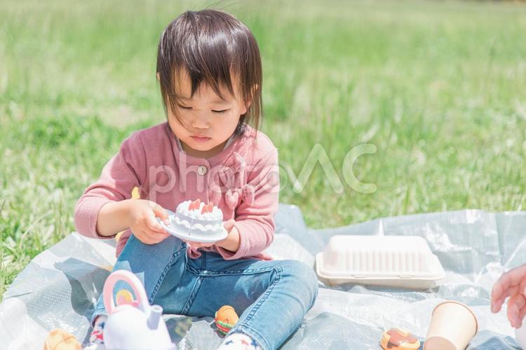おもちゃでおままごと遊びをする子供 おままごと,子供,一人遊びの写真素材