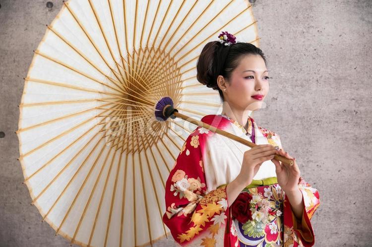 振袖を着た女性　kimono 成人式,着物,和装の写真素材