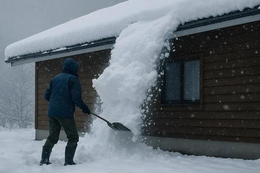 屋根除雪の作業 屋根除雪の作業の写真