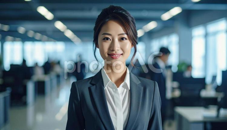 オフィスで働く凛とした姿 女性,スーツ,オフィスの写真素材