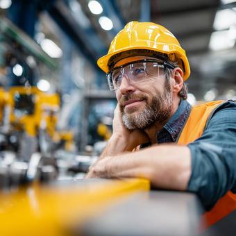 工場で働く真剣な眼差しのエンジニアの写真