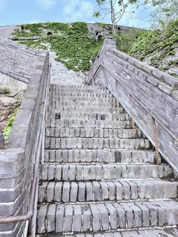 虎山長城城壁への階段 丹東,虎山長城,海外の写真素材