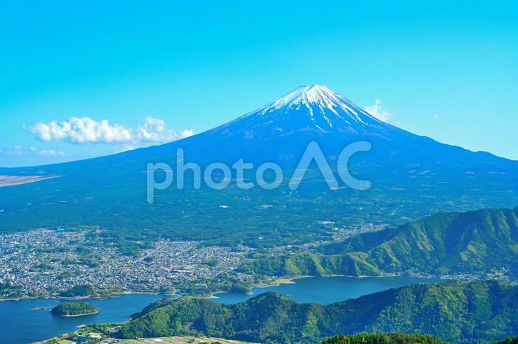 夕暮れの富士山（山梨新道峠） 富士山,夕暮れ,風景の写真素材