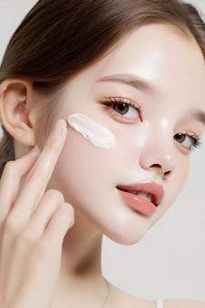 エステ　クリームを塗る女性の写真