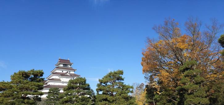 鶴ヶ城　朝の風景 風景,人気,早朝の写真素材