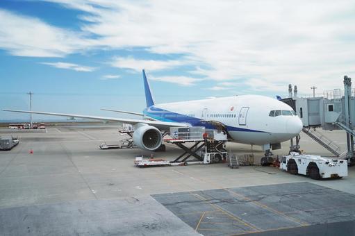 東京 羽田空港 駐機中の旅客機1  ジャンボ旅客機,旅客機,飛行機の写真素材